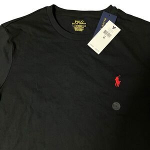 Polo Ralph Lauren T-Shirt Mens Slim Fit Black Red Pony Smart Casual Crewneck M